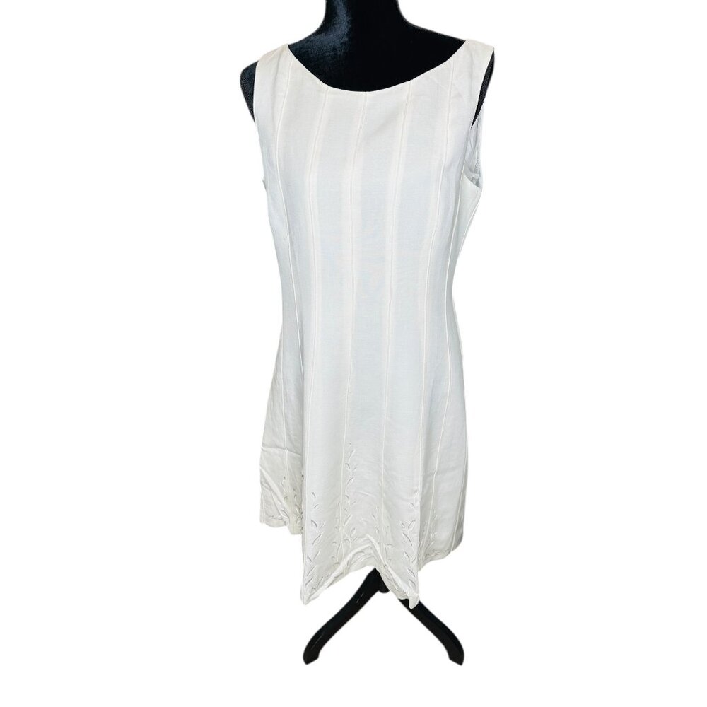 Adrianna Papell Women's Embroidered Floral Midi Dress Cream Sleeveless A-Line
